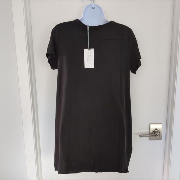 NWT Caite Jovi TEE black colorful floral embroidered boho oversized shirt size S - Picture 7 of 8